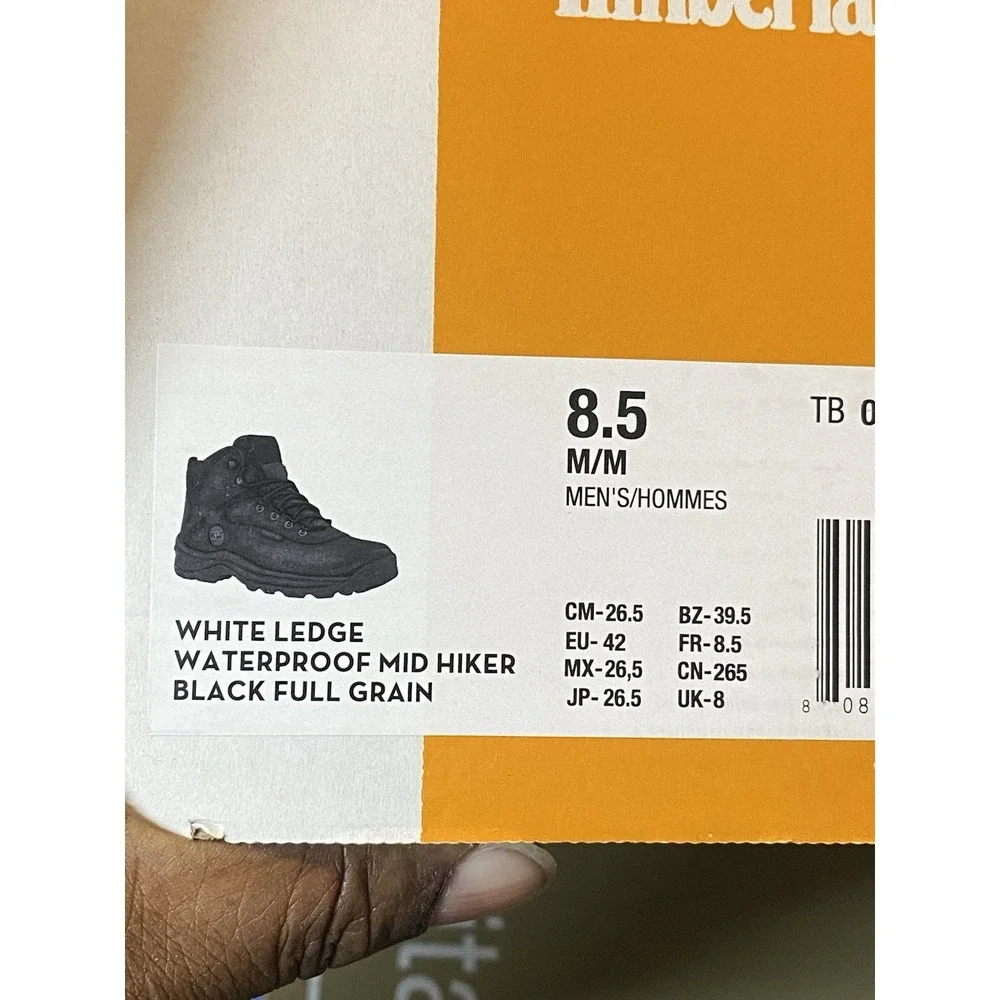 Timberland Men's White Ledge Waterproof Hiking Boot in Black Size  8.5M‎